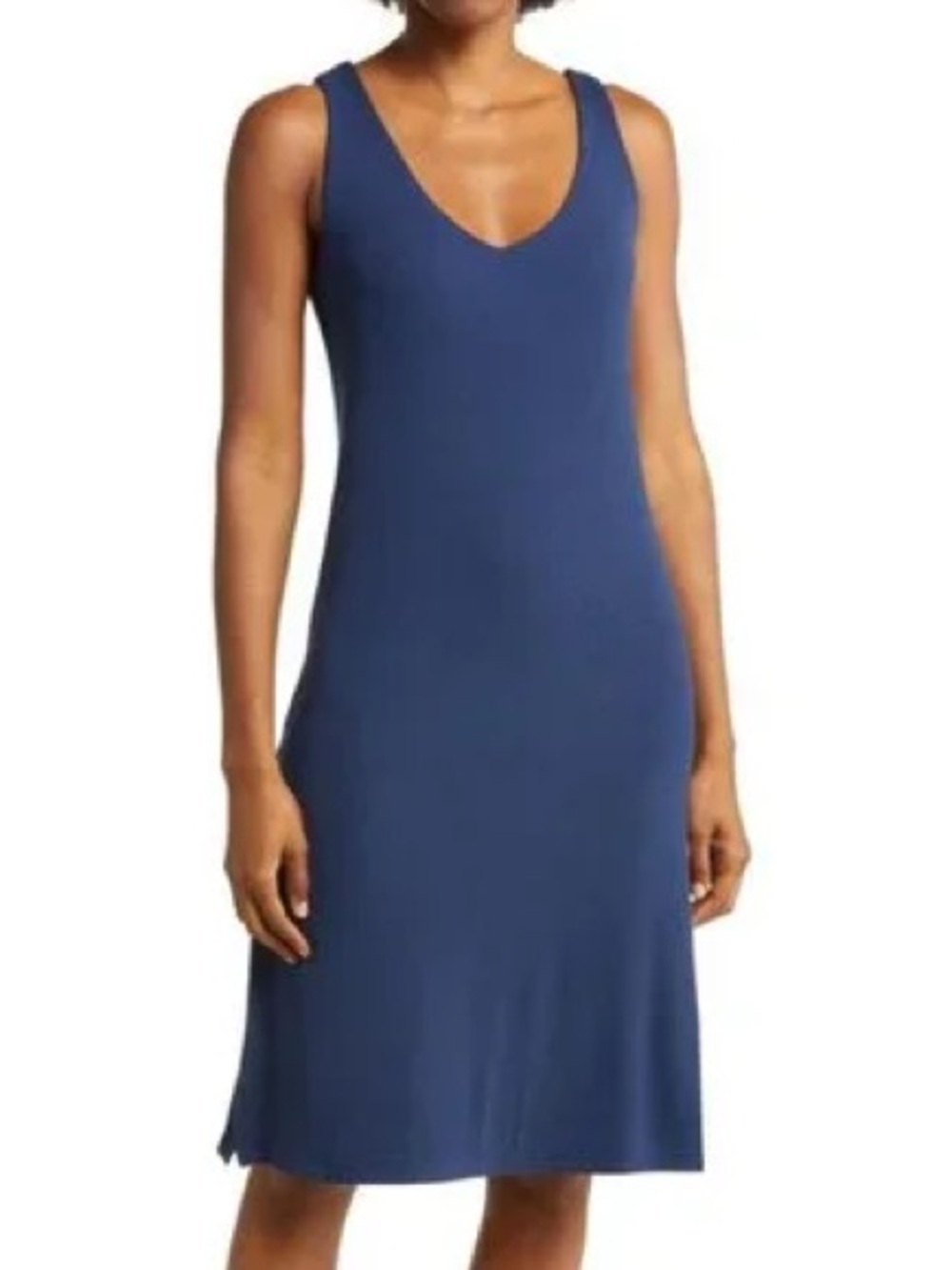 Athleta Sleeveless V-Neck Midi Dress- Navy -Size Small